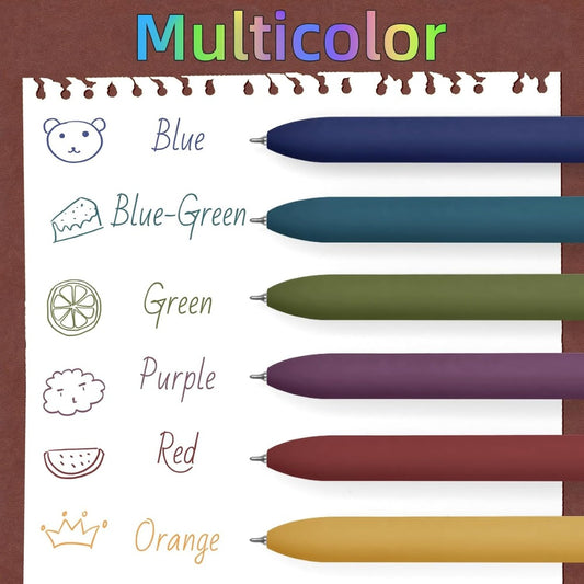 UIXJODO 6-Pack Colored Gel Pens, 0.5mm Fine Point Multicolor Pens, Smooth Writing Pens for Journaling, Notes & School