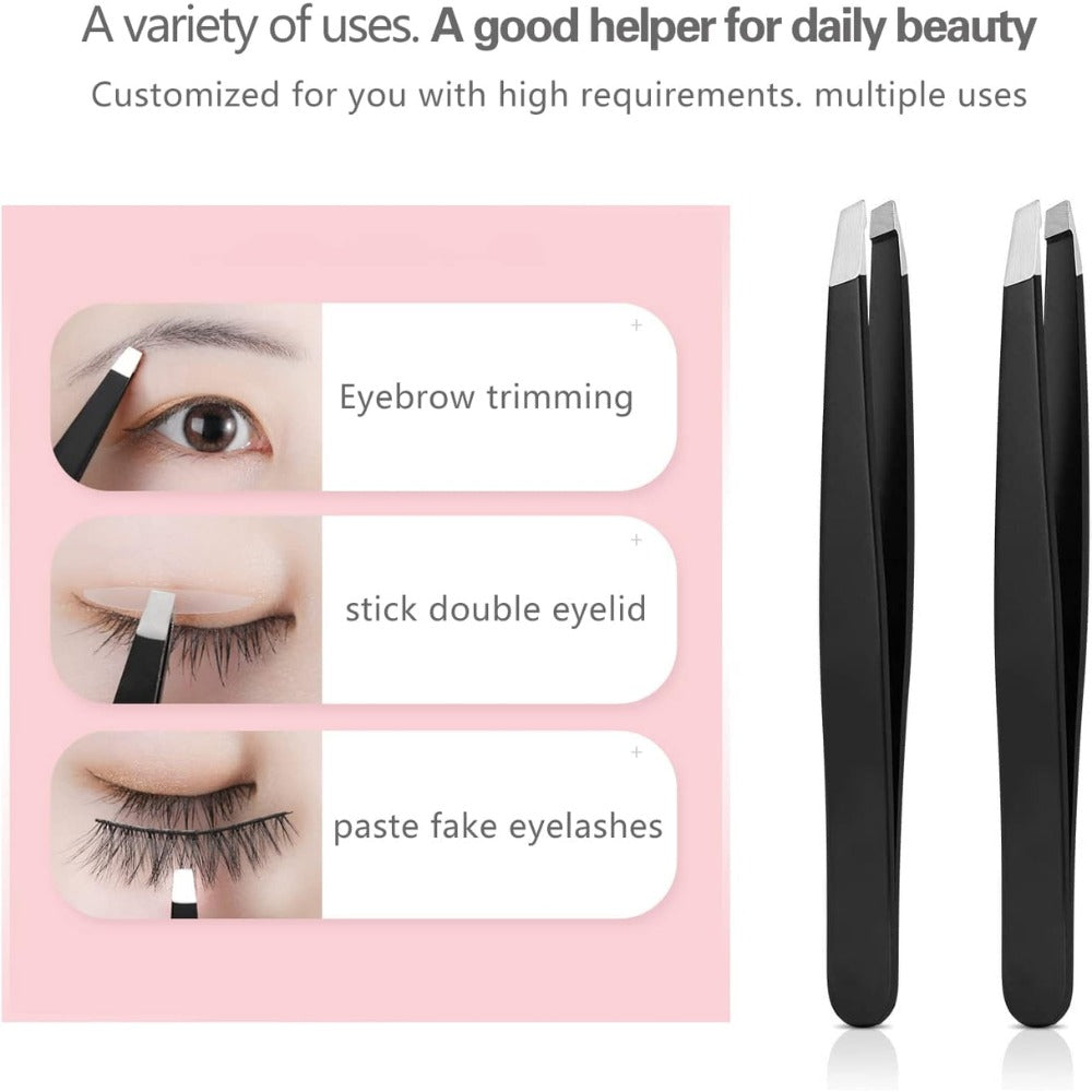 Derlaier 4-Piece Stainless Steel Tweezers Set, Eyebrow, Precision & Ingrown Hair Tools